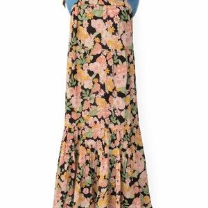 saltwater LUXE Black Maxi Dress with Pink and Yellow Floral Print